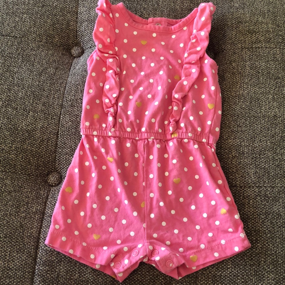 CARTERS girls pink white and gold romper 9 mth